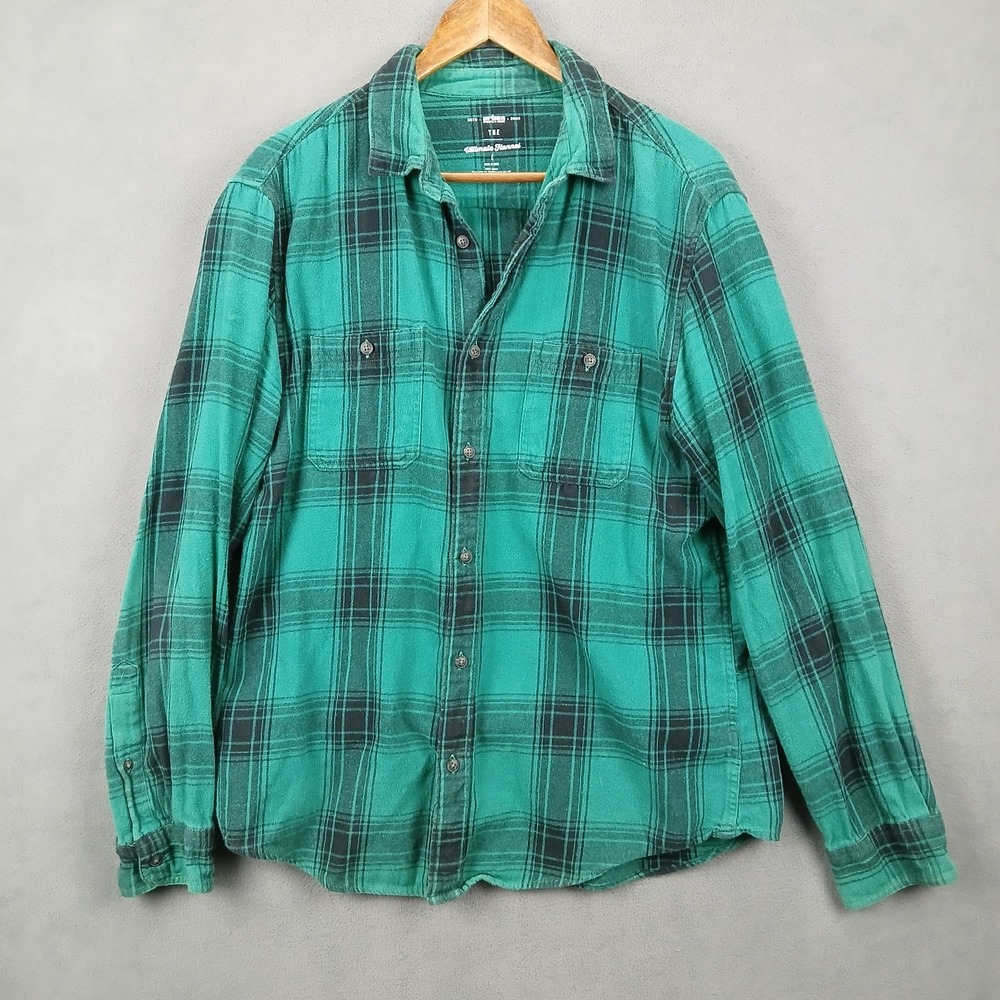 Urban Pipeline The Ultimate Flannel Shirt Men Large Green Plaid Cotton Button Up